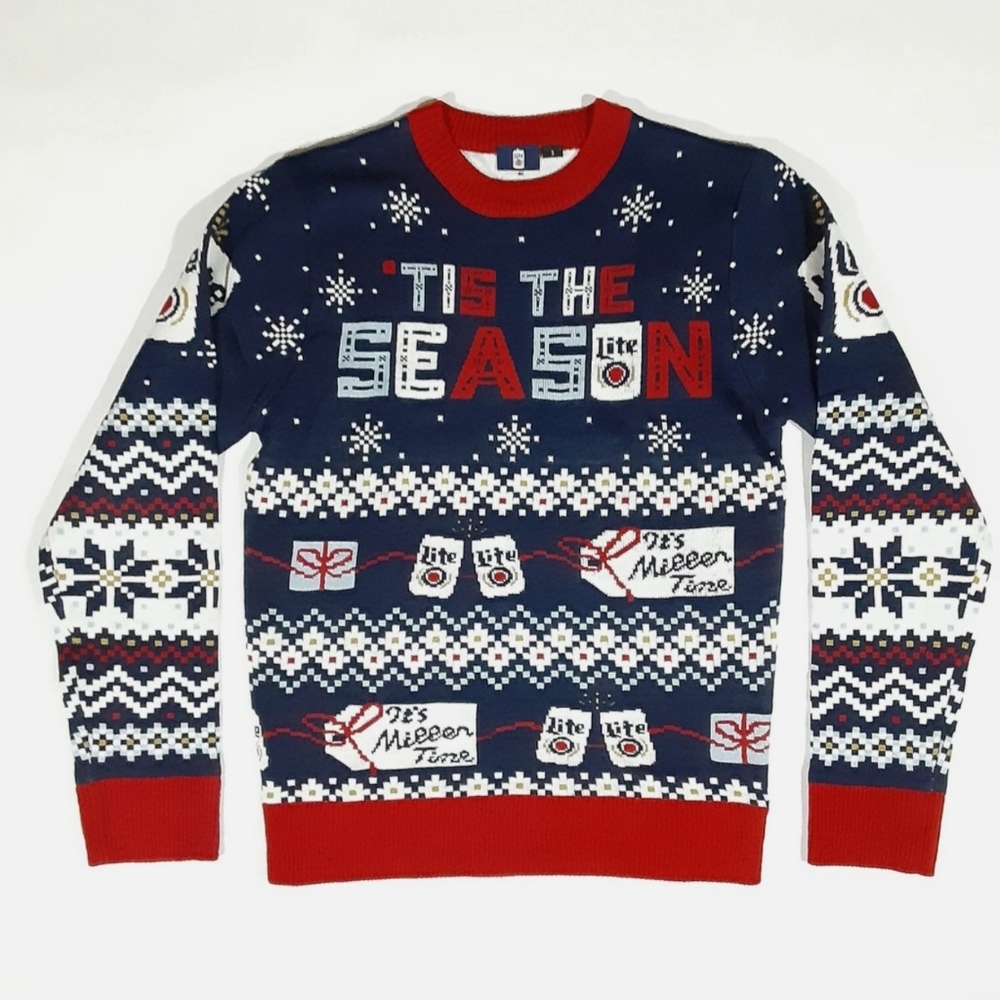 Miller‎ Lite Christmas Ugly Sweater Beer Large New Holiday Warm Party Pullover